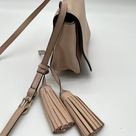 TORY BURCH Leather Thea Crossbody Bag, Beige - Picture 6 of 10